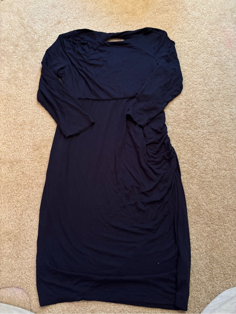 A Pea in the Pod Black Long Sleeve Ruched Side Maternity Dress